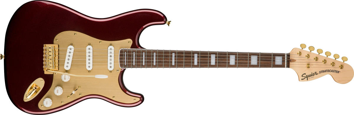 Squier 40th Anniversary Gold Edition Stratocaster - Ruby Red Metallic
