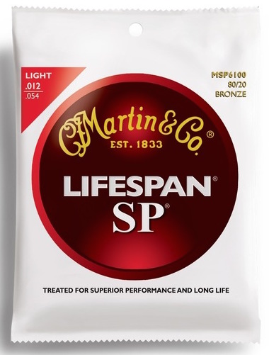 Martin MSP6100 SP Lifespan 80/20 Bronze Light Acoustic Guitar Strings