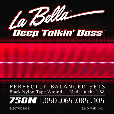 La Bella 750N Black Nylon Tapewound Light Bass Guitar Strings 
