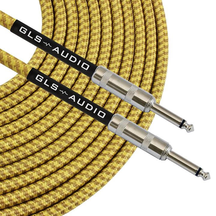 GLS Audio Tweed Straight to Straight Instrument Guitar Cable - 15' - ¼" TS to ¼" TS
