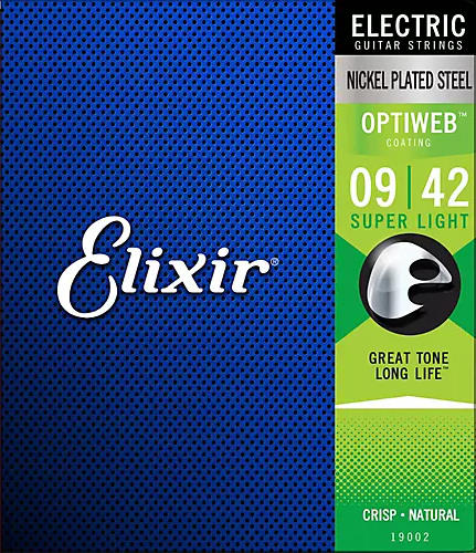 Elixir Strings 19002 Optiweb Electric Guitar Strings (Super Light Gauge)