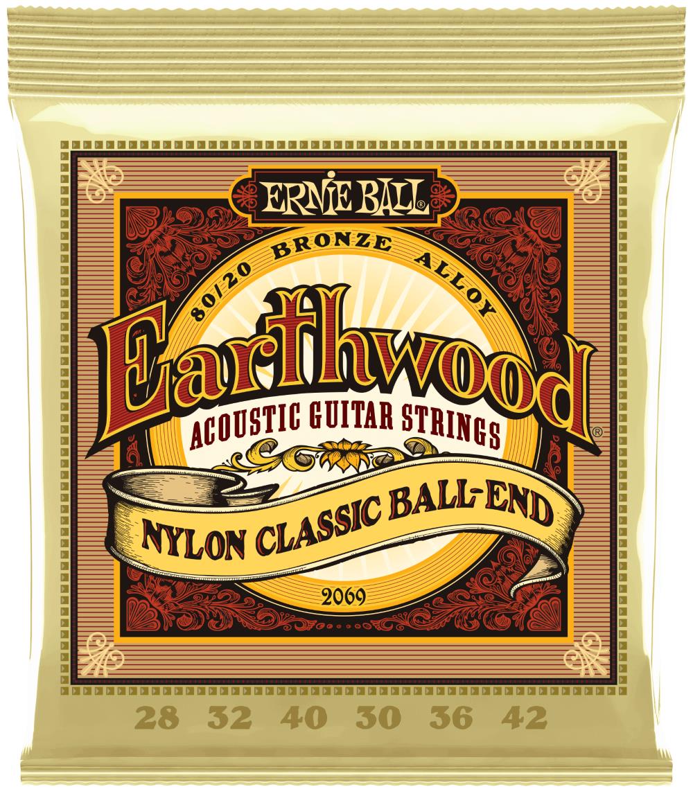 Ernie Ball 2069 Earthwood 80/20 Bronze Folk Ball End Nylon Guitar Strings