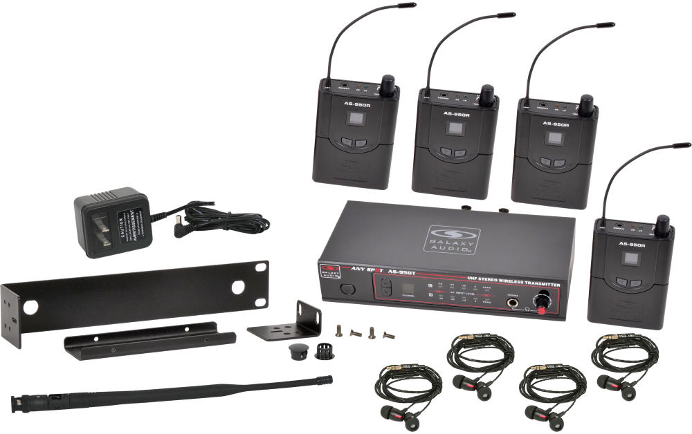 Galaxy Audio AS-950-4 Band Pack Wireless In-Ear Monitor 4 Pack System