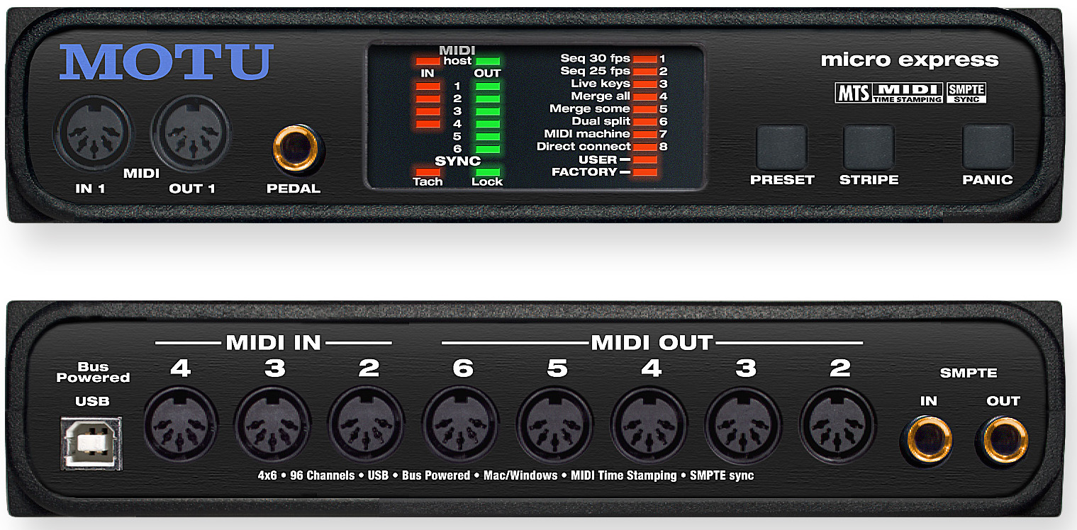MOTU micro express — 4x6 USB MIDI interface