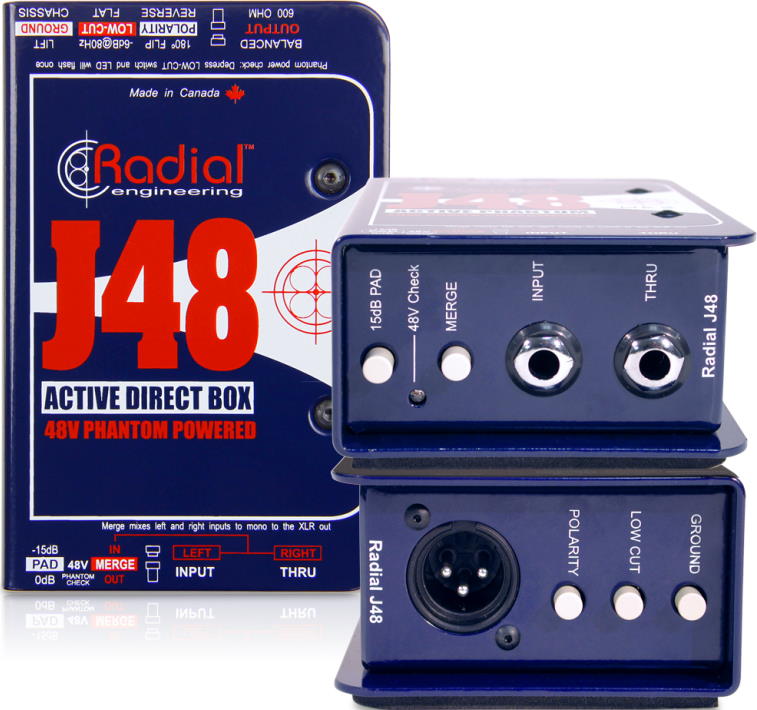 Radial J48 1-Channel 48V Phantom-Powered Active DI Box