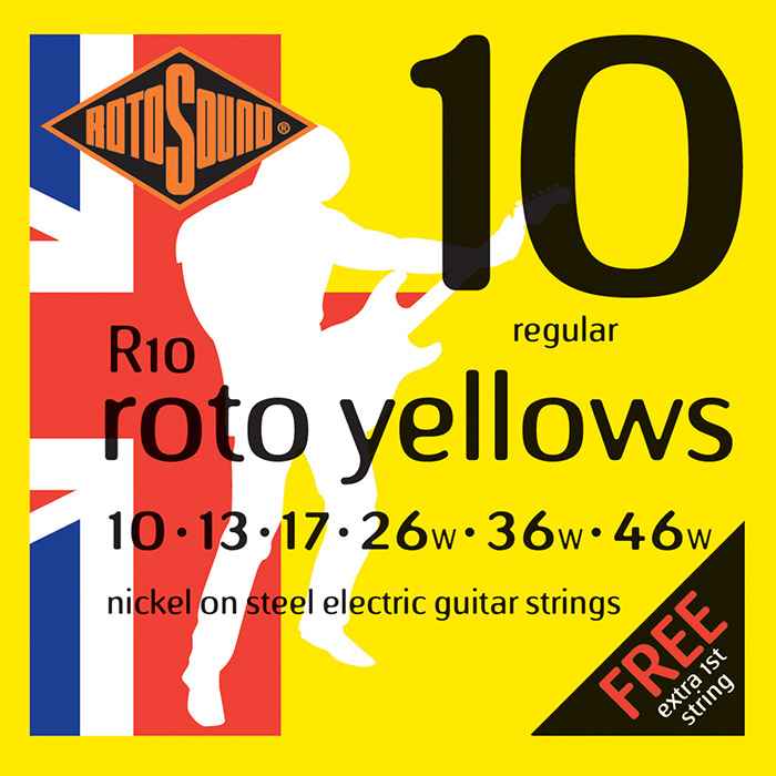 Rotosound R10 Roto Yellows Nickel On Steel Electric Guitar Strings