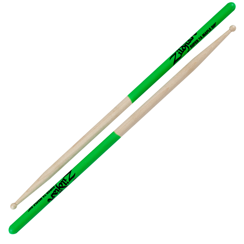 Zildjian Maple Green Dip Series Super 7A Drum Sticks 