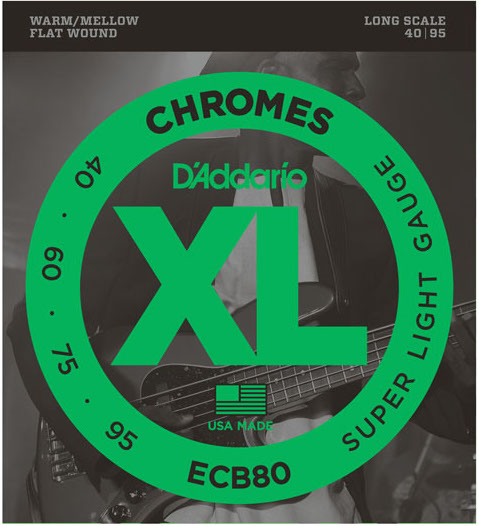 D'Addario ECB80 XL Chromes Flat Wound Bass Guitar Strings