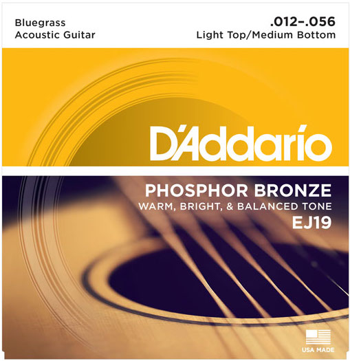 D'Addario EJ19 Phosphor Bronze Bluegrass Light Top/Medium Bottom Acoustic Guitar Strings