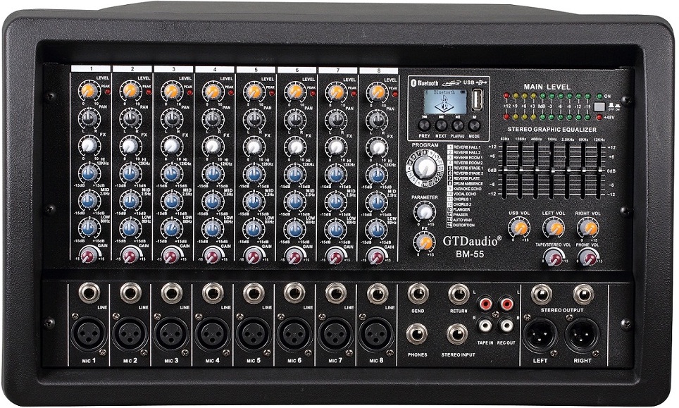 GTD-Audio BM-55 8-Channel Powered Mixer 