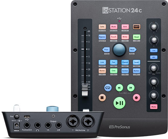 PreSonus ioSTATION 24c - 2x2 Audio Interface and Production Controller - 2 Analog Inputs