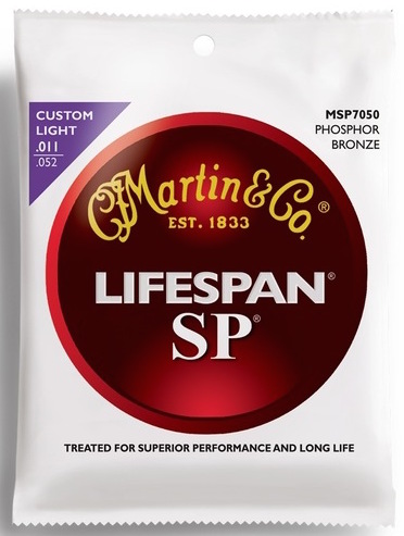 Martin MSP7050 SP Lifespan 92/8 Phosphor Bronze Custom Light Acoustic Guitar Strings