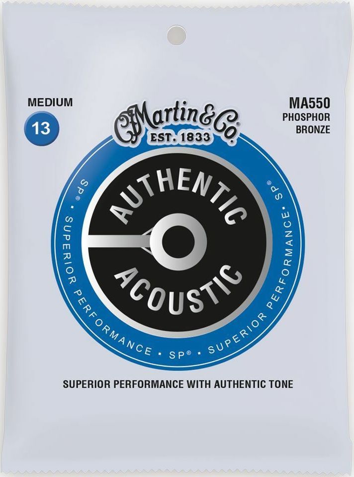 Martin MA550 Authentic SP Acoustic Guitar Strings Phosphor Bronze (Medium)