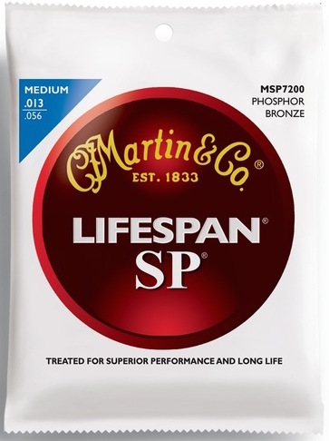 Martin MSP7200 SP Lifespan 92/8 Phosphor Bronze Medium Acoustic Guitar Strings