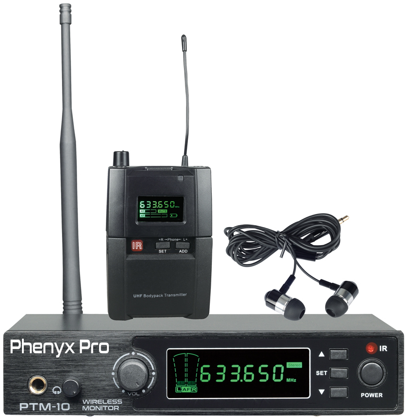Phenyx Pro PTM-10 UHF Stereo Wireless in Ear Audio Monitor System