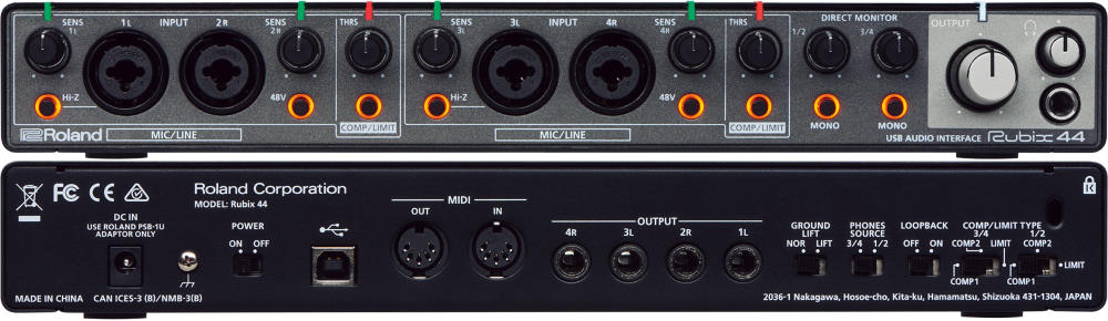 Roland Rubix 44 USB Audio Interface - 4x4 with 4 Analog Inputs
