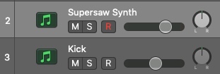 Two Tracks: Main Track: Supersaw Synth. Trigger Track: Kick