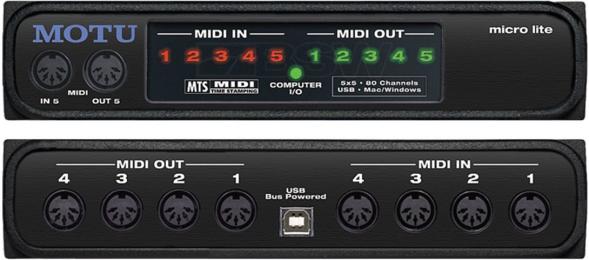 MOTU micro lite — 5x5 USB MIDI interface